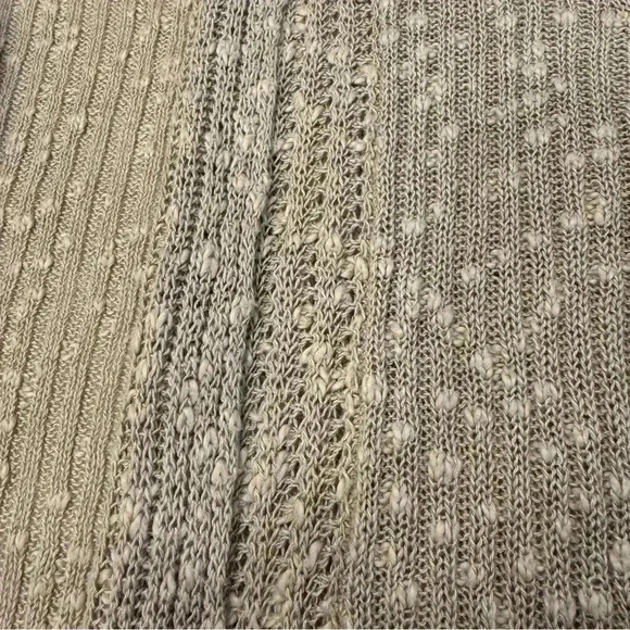 EILEEN FISHER Cardigan SP Cotton Linen Ribbed Slub Open Front Long Sleeve Beige - Picture 5 of 10